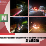 Aparatoso accidente de autobuses de pasaje en carretera de Alvarado