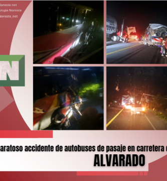 Aparatoso accidente de autobuses de pasaje en carretera de Alvarado