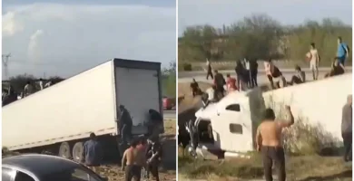 Vuelca trailer con migrantes; tres muertos y 14 lesionados