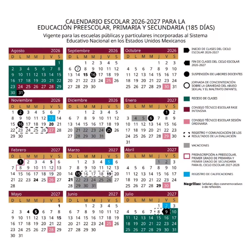 Da a conocer SEV Calendario Escolar 2026-2027; inicia el 31 de agosto - Portal Comunicacion Veracruzana